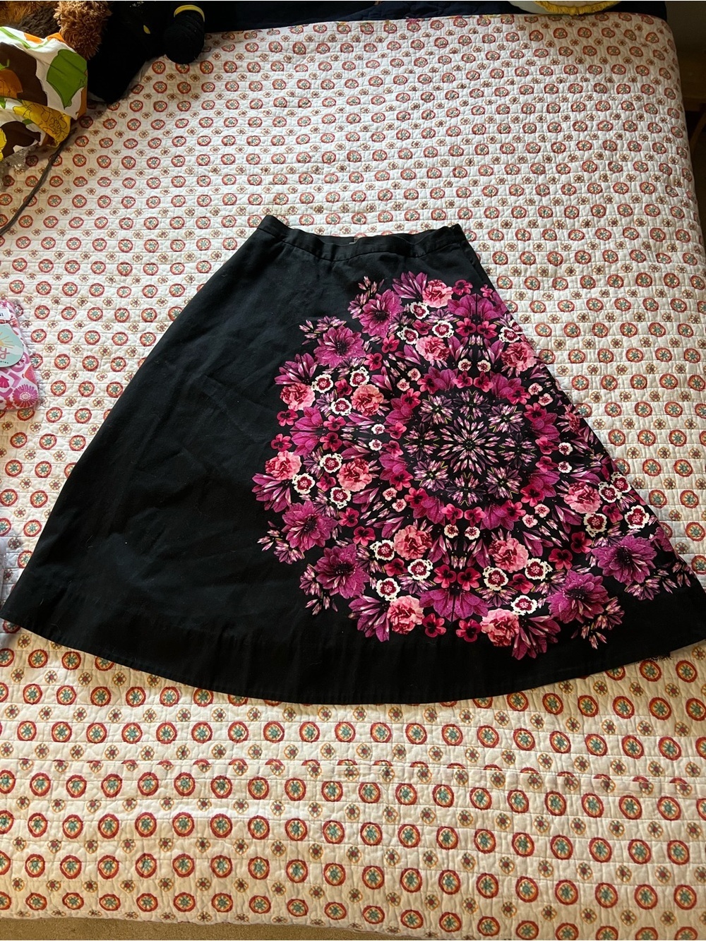 EUC Anthropologie Vanessa Virginia Floral Tapestry Flare Midi Skirt size 8